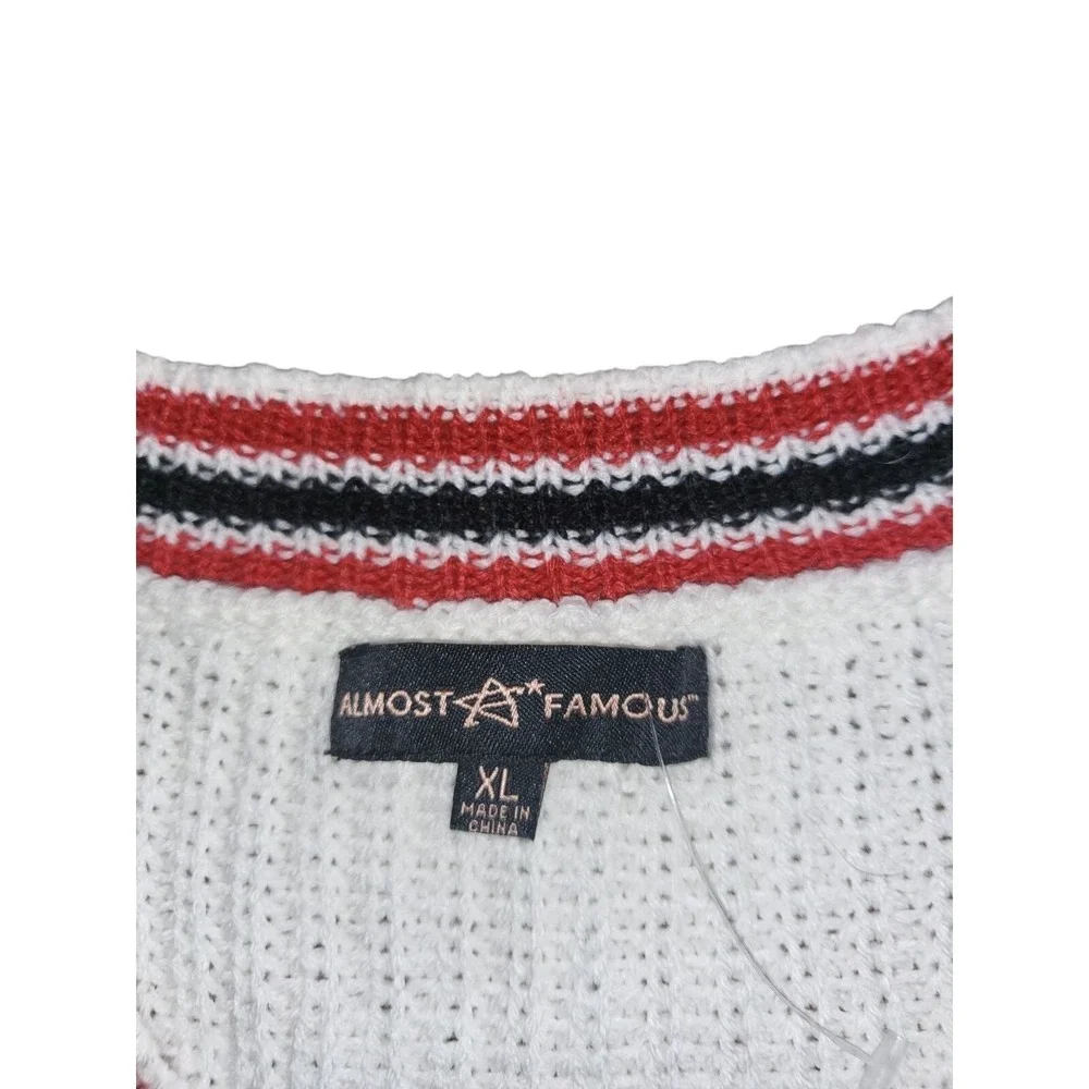 NWT Almost Famous Varsity Sweater Vest‎ Womens XL Waffle Knit V Neck Preppy